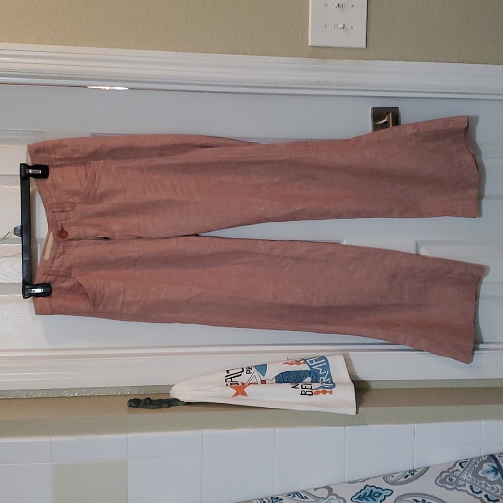 Women’s Boot Cut Linen-Blend Pants in Dusty Rose